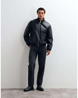 ASOS Bomber Effetto Pelle Con Doppia Tasca - Blu