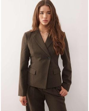 Reclaimed (vintage) Cinch Waist Tailored Blazer Co-ord - Brown