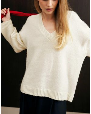 NA-KD Strickpullover mit v-ausschnitt aus wollmix - Schwarz
