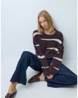 Noisy May Brushed Textured Oversized Jumper - Blue
