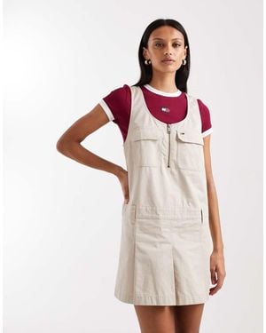 Tommy Hilfiger Pinafore Pleated Mini Dress - White