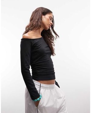 Nike Top Ajustado De Manga Larga Con Hombros Descubiertos En - Negro