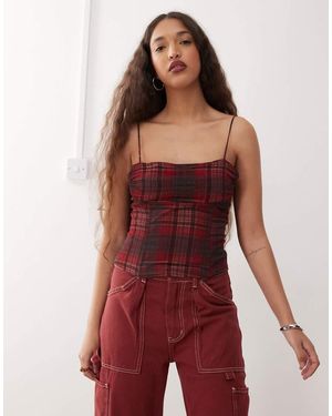Lioness Humphrey 90s Square Neck Bow Tie Shoulders Cami Top - Red