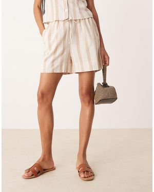 Vila Mix And Match Linen Touch Tie Waist Shorts - Natural