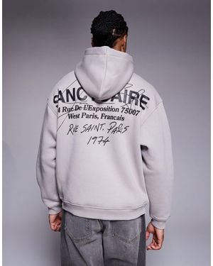River Island Oversized 'sanctuaire' Graphic Hoodie - Gray