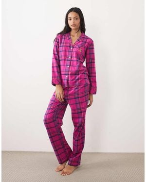 Ralph Lauren Long Sleeve Brushed Cotton Pyjama Set - Pink