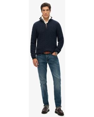 Superdry Cotton Classic Cable Half-Zip Jumper - Blue