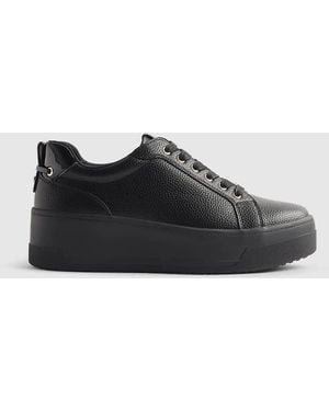 River Island Lace Up Flatform Trainers - Black