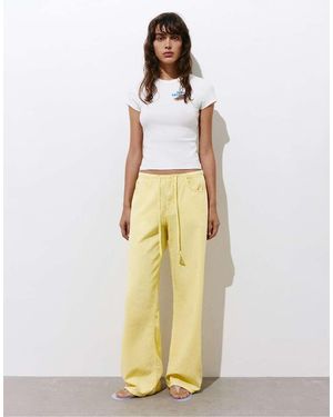 Pull&Bear Straight-leg Drawstring Trousers - Natural