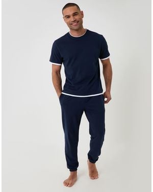 Threadbare Cotton Mock Layer Pyjama Set - Blue