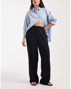 New Look Linen Wide Leg Trousers - Blue