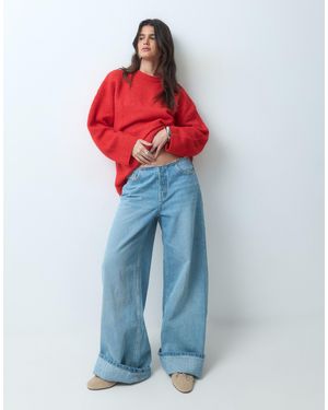 ASOS Relaxed Fluffy Sweater With Wool - Blue