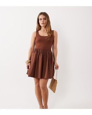 Nobody's Child Petite Colorado Scoop Neck Ruched Skirt Mini Dress - Brown