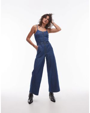 Levi's Wide Leg Bustier Denim Jumpsuit - Blue