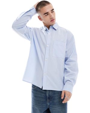Cotton On Cotton on – langärmliges hemd aus baumwoll-popeline - Blau