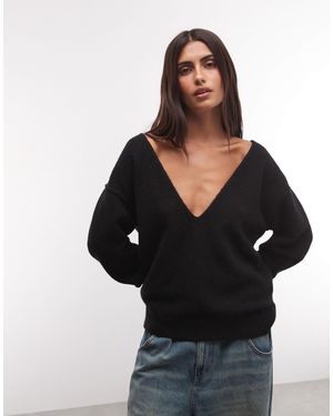 Weekday Pull col v profond - Noir