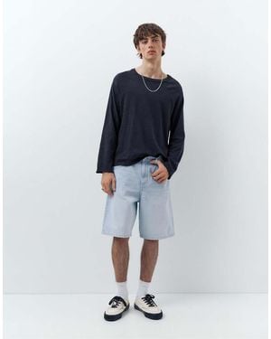 Pull&Bear baggy Denim Bermuda Shorts - Blue