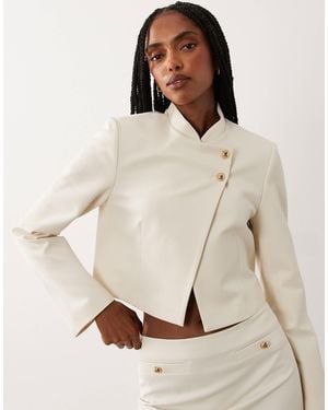 Miss Selfridge Clean Mandarin Crop Blazer Co-ord - Natural