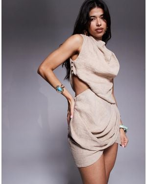 ASOS Robe courte asymétrique effet drapé - moka - Gris