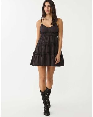 Stradivarius – gerafftes minikleid - Schwarz