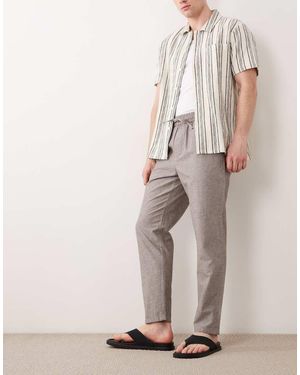 Only & Sons Cropped Broek Van Linnenmix - Naturel