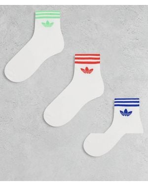 adidas Originals Adicolor Trefoil 3 Pack Ankle Socks - White