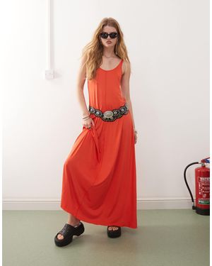Monki Strappy Floaty Maxi Dress - Red