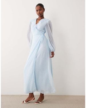 Vila Long Sleeved Dobby Chiffon Maxi Dress - White