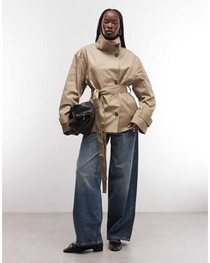 Weekday Korte Trenchcoat Met Opstaande Boord - Naturel