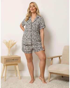 Yours Clothing Leopard Pyjama Set - Natural