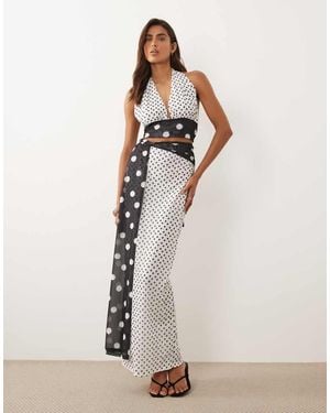 Murci Mesh Drape Waist Detail Maxi Skirt Co-Ord - White