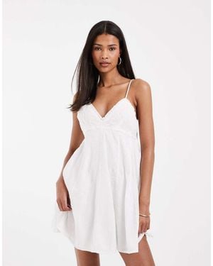 ONLY Embroidery Detail Mini Dress - White