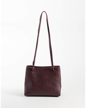 PASQ Woven Box Bag With Adjustable Crossbody Strap - Purple