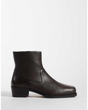 ASOS Botas Con Cremallera Y Tacón Cubano En Piel Envejecida - Negro