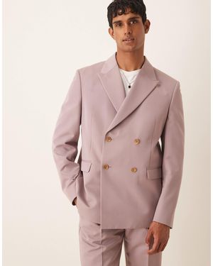 ASOS Relaxed Double Breasted Suit Jacket - Pink