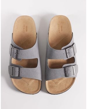 ASOS Two Strap Sandals With Cork Sole - Gray
