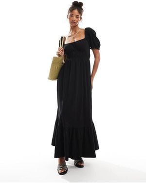Miss Selfridge Puff Sleeve Maxi Dress - Black