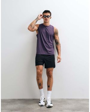 4505 5" Running Short With Elastic Waist And Zip Phone Pocket - Blue