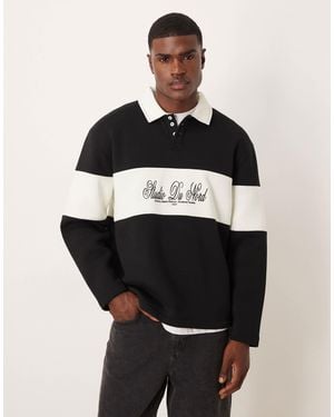 ASOS Sweat-shirt décontracté style polo - Noir