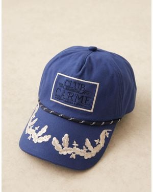 ASOS Club Carme Baroque Embroidered Cap With Rope Detail - Blue