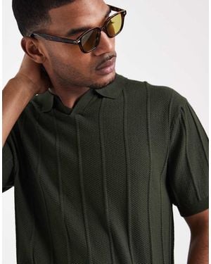 Redefined Rebel Dylan Regular Fit Short Sleeve Textured Polo Shirt - Green