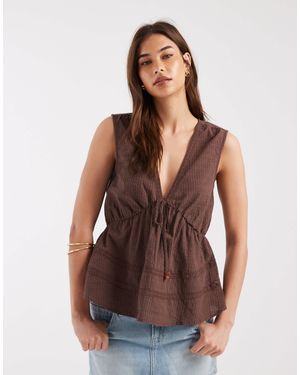 ONLY Tie Detail Top - Brown