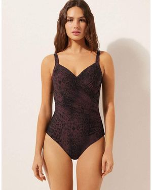 Calzedonia Swimsuit Dark Animalier - Black