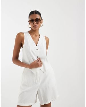 Vero Moda Linen Touch Tailored Waistcoat - White