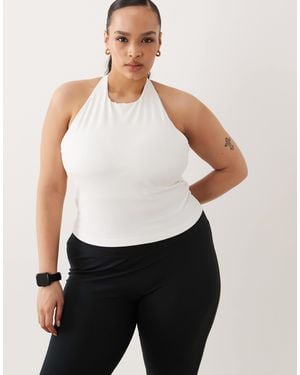 4505 Curve Halter Neck Singlet With Inner Bra - White