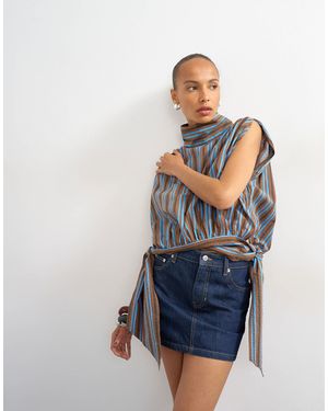 TOPSHOP Denim Mini Pelmet Skirt - Blue