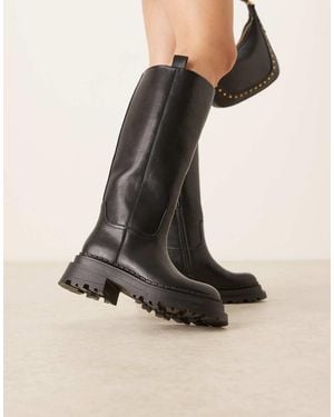 ASOS Cecilia Chunky Flat Knee Boots - Natural