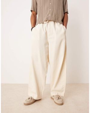 ASOS Lightweight Herringbone Parachute Trousers - Natural