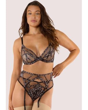 Playful Promises Ramona Leopard Suspender Belt - Brown