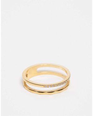 ASOS Waterproof Stainless Steel Ring With Crystal Detail - Natural